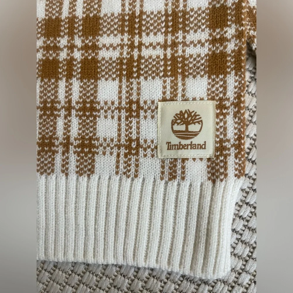 Timberland classic checkered tan white scarf
